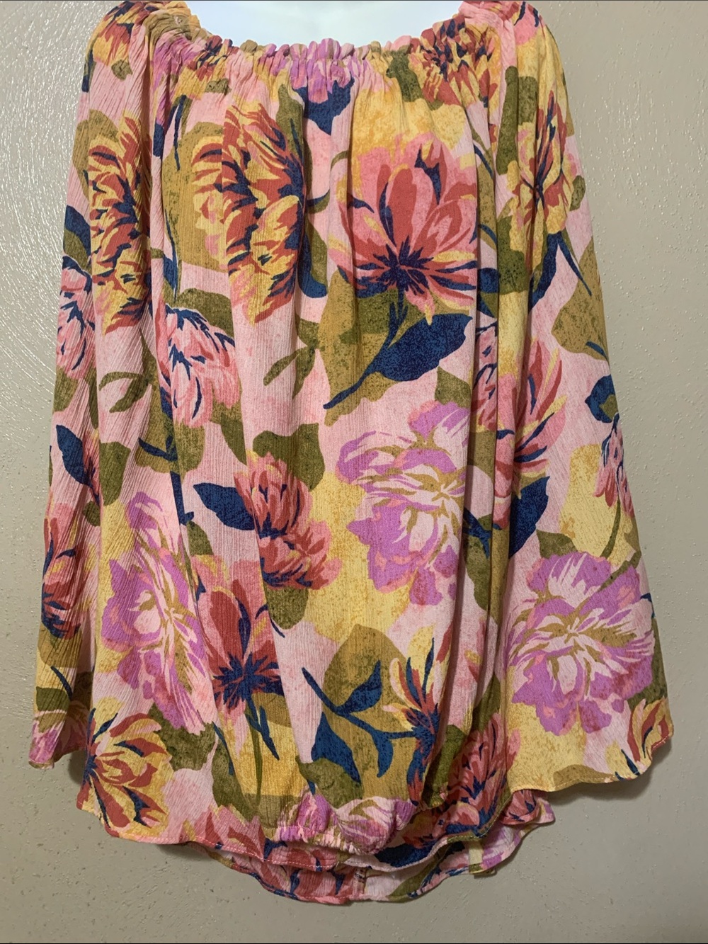 Terra & Sky 4X Floral BOHO Top in Pink, Olive & Navy NWT
